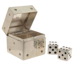 Retro 1990s Tiffany & Co. Silver Dice Pill Box with Silver Dice