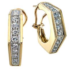 Contemporary Diamond Gold Hoop Earrings