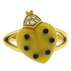 de Grisogono Animaux Agate Onyx Diamond Gold Ladybug Ring