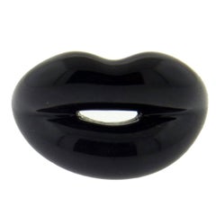 Solange Azagury Partridge Black Enamel Silver Hotlips Ring