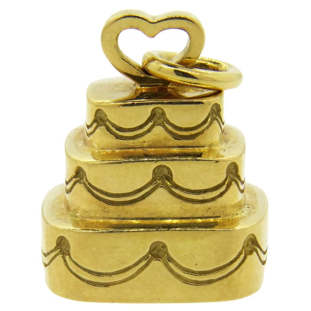 Tiffany & Co. Gold Hochzeitstorte Charm Anhänger