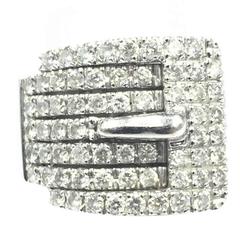 Signed Michael Cristoff Fabulous White Gold and 1.75 Carats Diamonds Buckle Ring