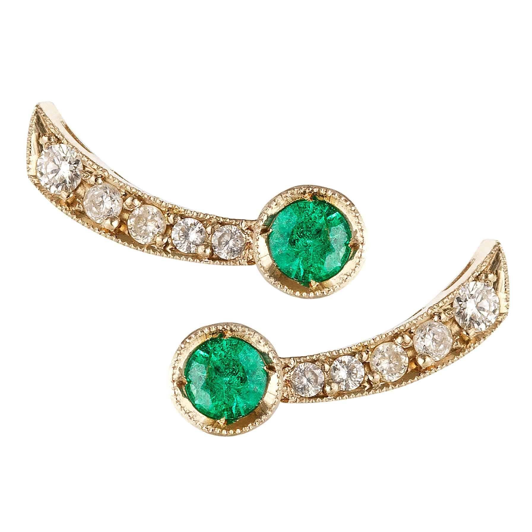 Sabine Getty Emerald Diamond Harlequin Stud Earrings