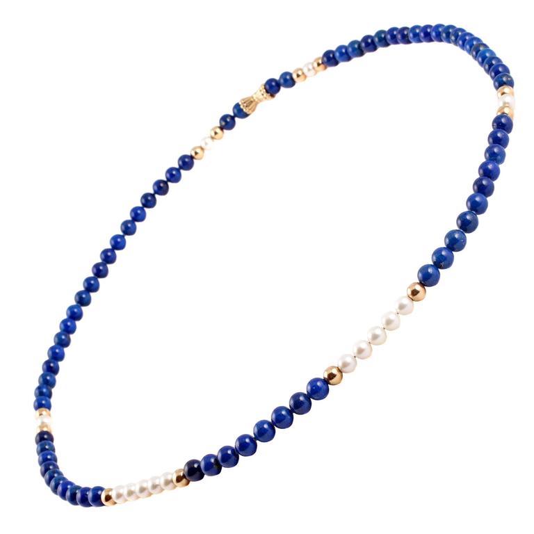 Lapis lazuli hotsell and pearl necklace