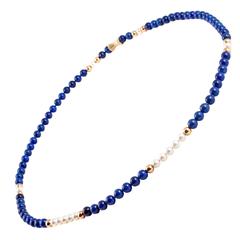 Lapis Lazuli Pearl Gold Necklace