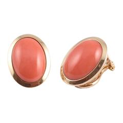Coral Gold Clip Earrings