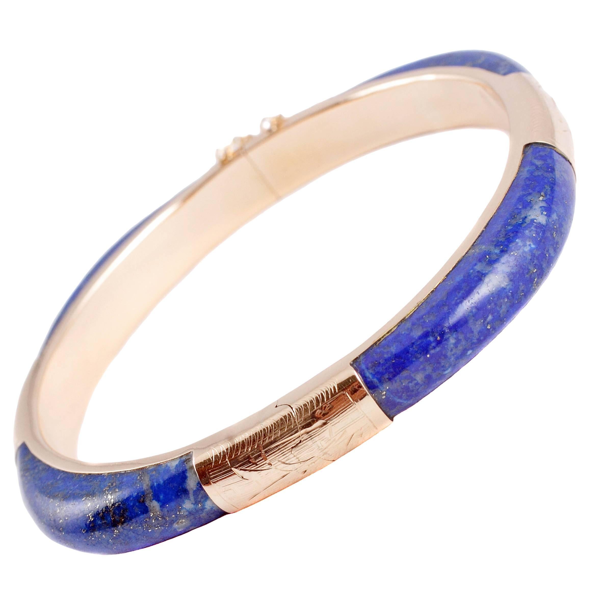Lapis und Gelbgold Scharnier-Armband