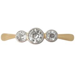 0.45Ct Diamond and 18k Yellow Gold Trilogy Ring - Antique Circa 1920 2