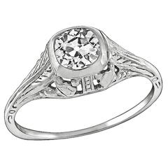 Charming .54 Carat GIA Cert Diamond Gold Engagement Ring