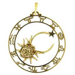 French Gold Cancer Crab Zodiac Pendant