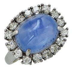 12 Carat Star Sapphire Diamond Platinum Ring
