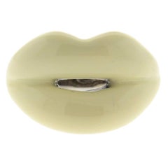 Solange Azagury Partridge Cream Enamel Silver Hotlips Ring