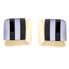 Retro Asch Grossbart Gemstone Inlaid  Earrings