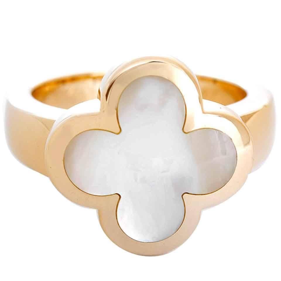 Van Cleef & Arpels Pure Alhambra White Mother-of-Pearl Gold Ring
