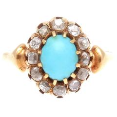 Victorian Turquoise Diamond Gold Ring Victorian Turquoise Diamond Gold Ring