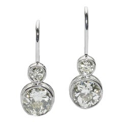 2.15 Carats Diamonds Platinum Drop Earrings