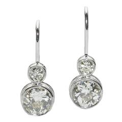 2.15 Carats Diamonds Platinum Drop Earrings 9