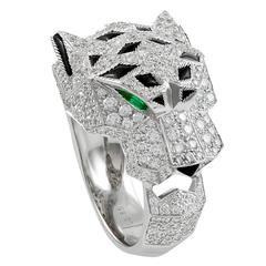 Cartier Diamond, Emerald & Onyx Panther Ring 7