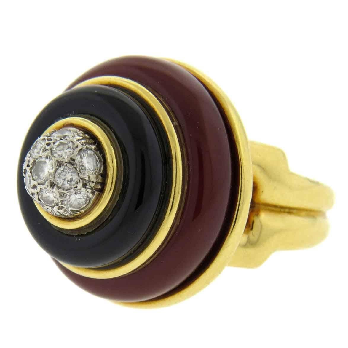 Tiffany & Co. Carnelian Onyx Diamond Gold Ring