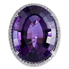 22.70 Carat Amethyst Diamond Gold Ring 12