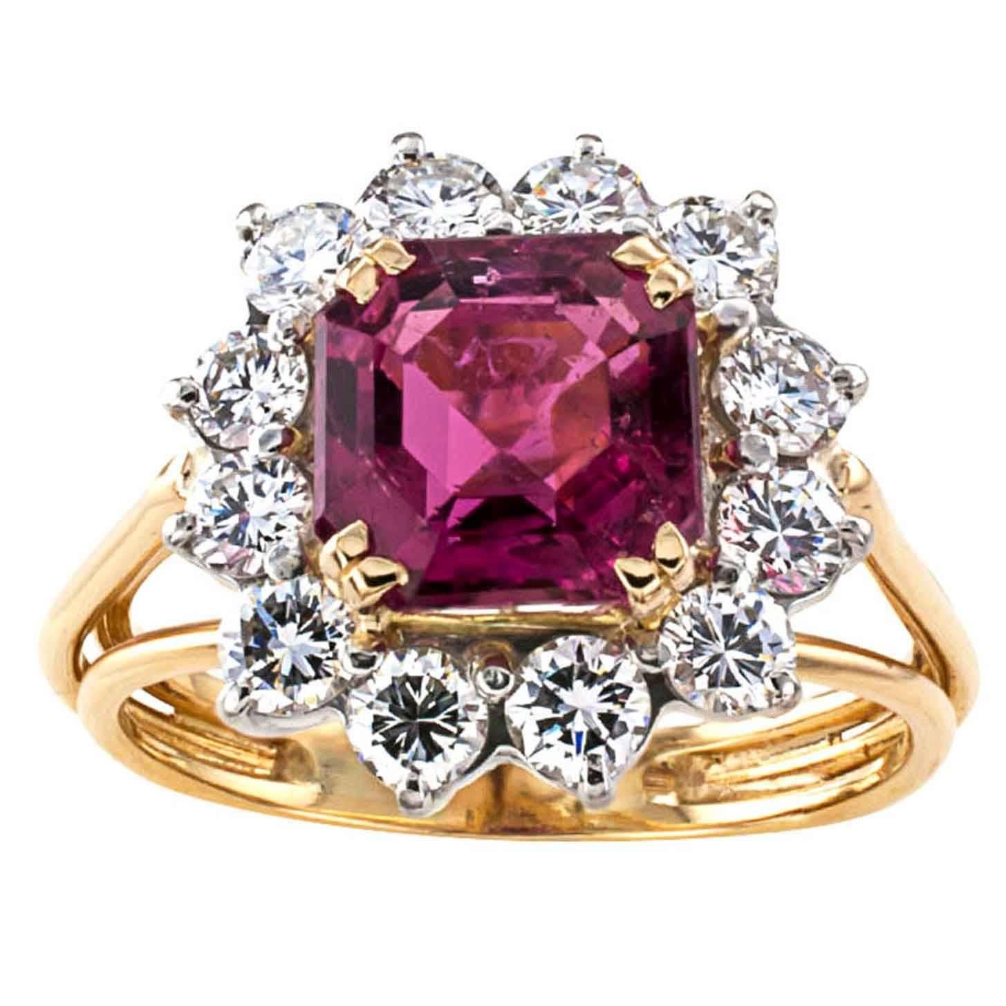 Pink Tourmaline Diamond Gold Ring