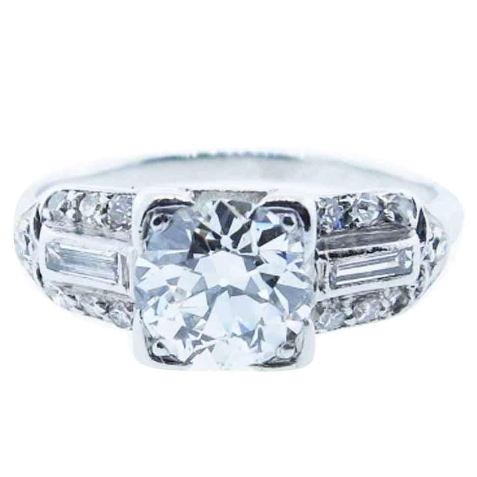 Fine Quality Art Deco Diamond Platinum Engagement Ring