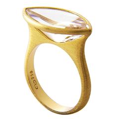 Antonio Bernardo Horizontal Prism-Cut Rock Crystal Quartz Shine Handmade Ring 11