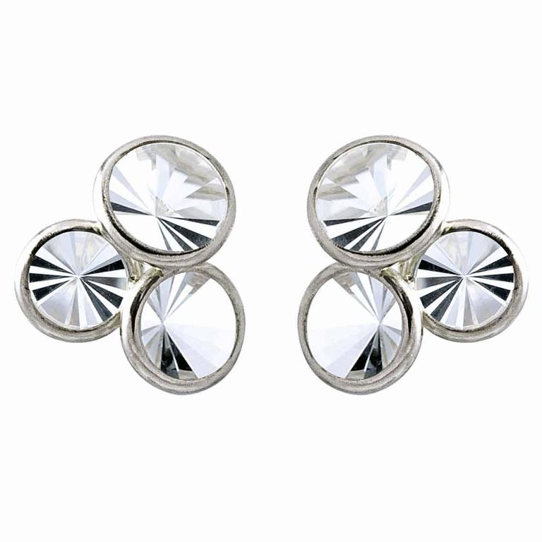 Antonio Bernardo PrismCut Rock Crystal Gold Triple Stud Earrings at