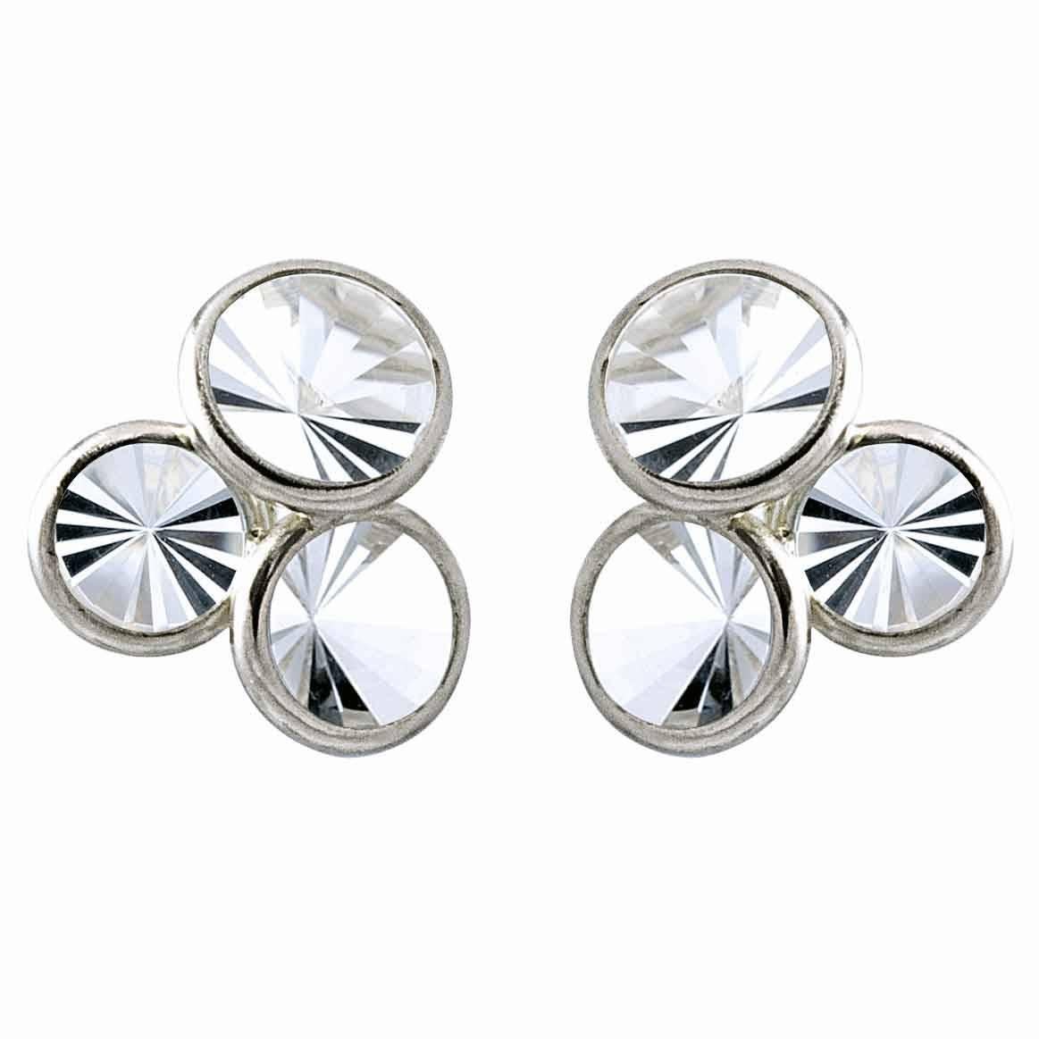 Antonio Bernardo Prism-Cut Rock Crystal Gold Triple Stud Earrings