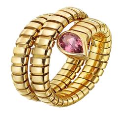 Bulgari Pink Tourmaline Gold Tubogas Ring