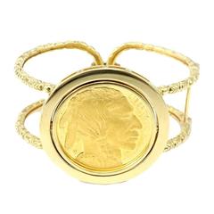 Gold US $50 Buffalo Coin Cuff Bracelet