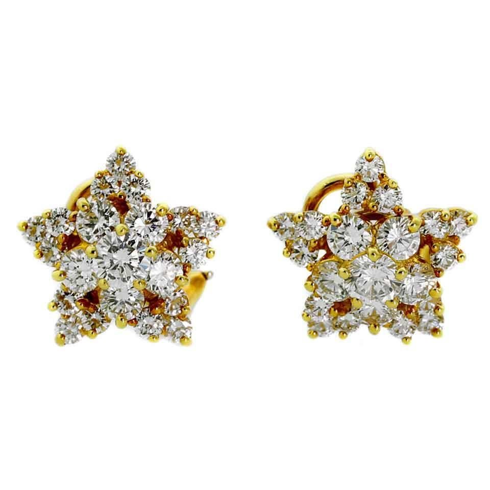 Tiffany & Co. Diamond Gold Star Earrings