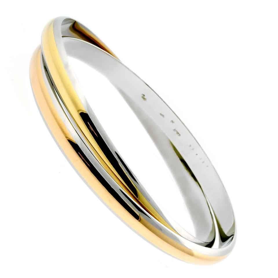 Cartier Interlocking Stainless Steel Gold Bangle Bracelet