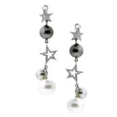Chanel Comete Pearl Drop Diamond Gold Earrings 6