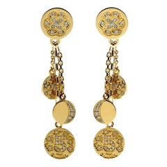 Chanel Diamond Gold Charm Earrings