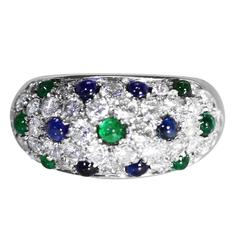 Cartier Emerald Sapphire Diamond Gold Ring