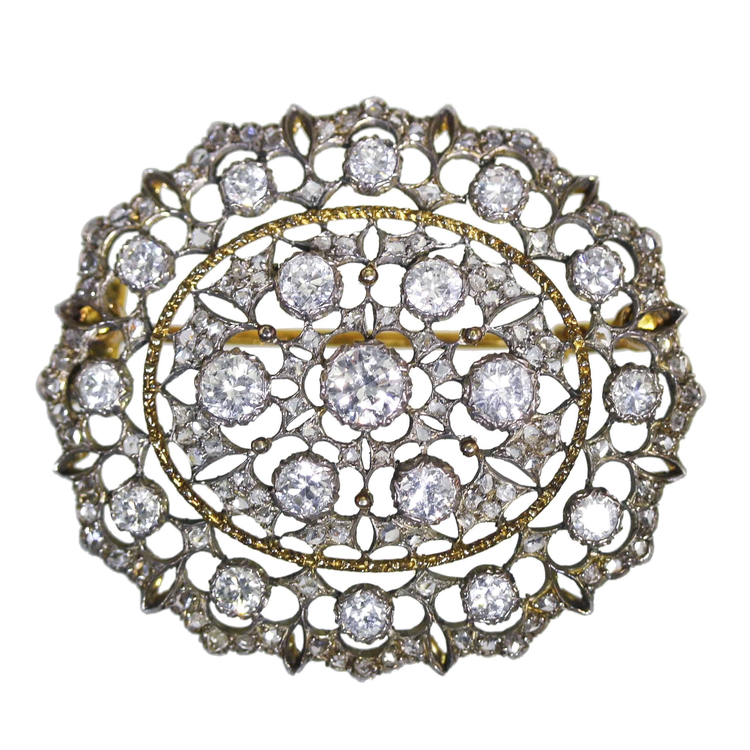 1930s Mario Buccellati Diamond Gold Silver Brooch