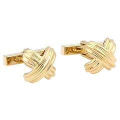 Signed Tiffany & Co. Gold Signature X 1992 Classic Style Cufflinks