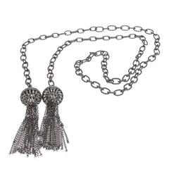 Julia Post Diamond Chain Tassel Necklace