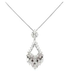 Gorgeous 4 Carats of Diamonds Moving Chandelier Necklace Set In White Gold