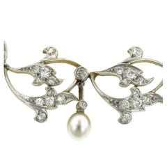 1910s Edwardian Pearl Drop Diamond Necklace