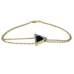 Black Sapphire Pyramid Diamond and 18K Gold Bracelet