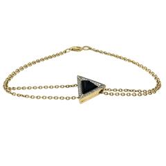Black Sapphire Pyramid Diamond Gold Bracelet 4