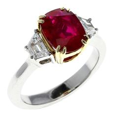 2 Carat Burma No Heat Ruby Diamond Gold Platinum Ring 6