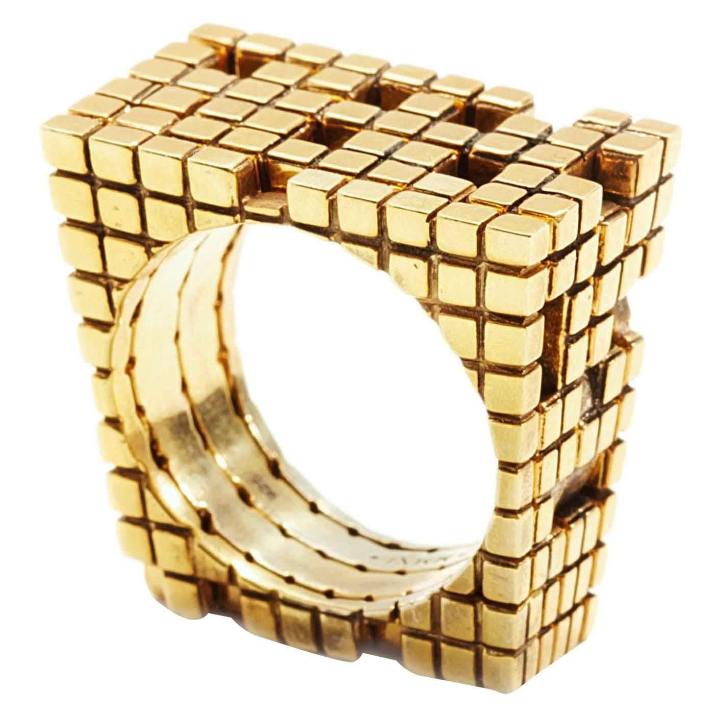 Metatron Blockchain Four-Part Gold Ring For Sale