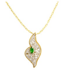 Stambolian Tsavorite Diamond Gold Pendant Necklace