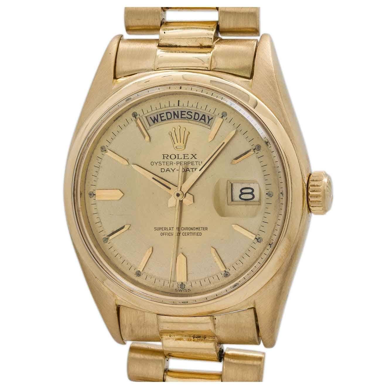 Rolex Yellow Gold Day Date President Wristwatch Ref 1802 1963