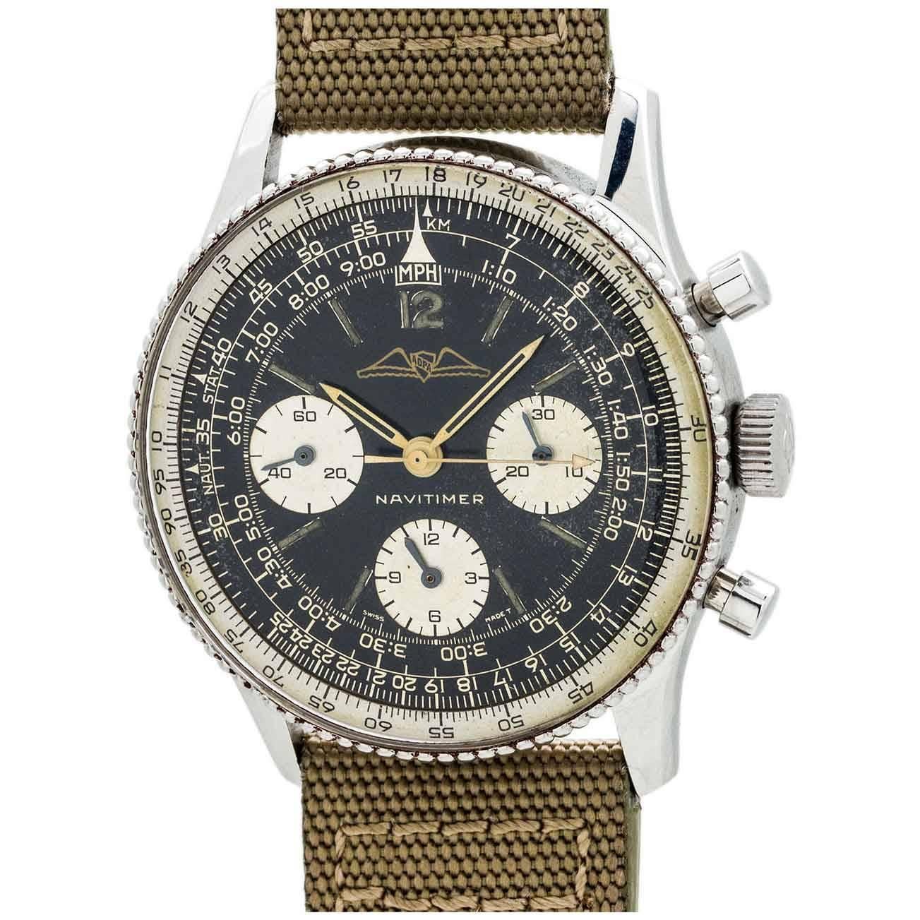 Breitling Stainless Steel Navitimer Chronograph Wristwatch Ref 806