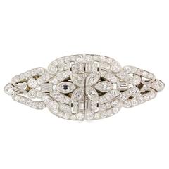 1930s Art Deco Diamond Platinum Clips Brooch