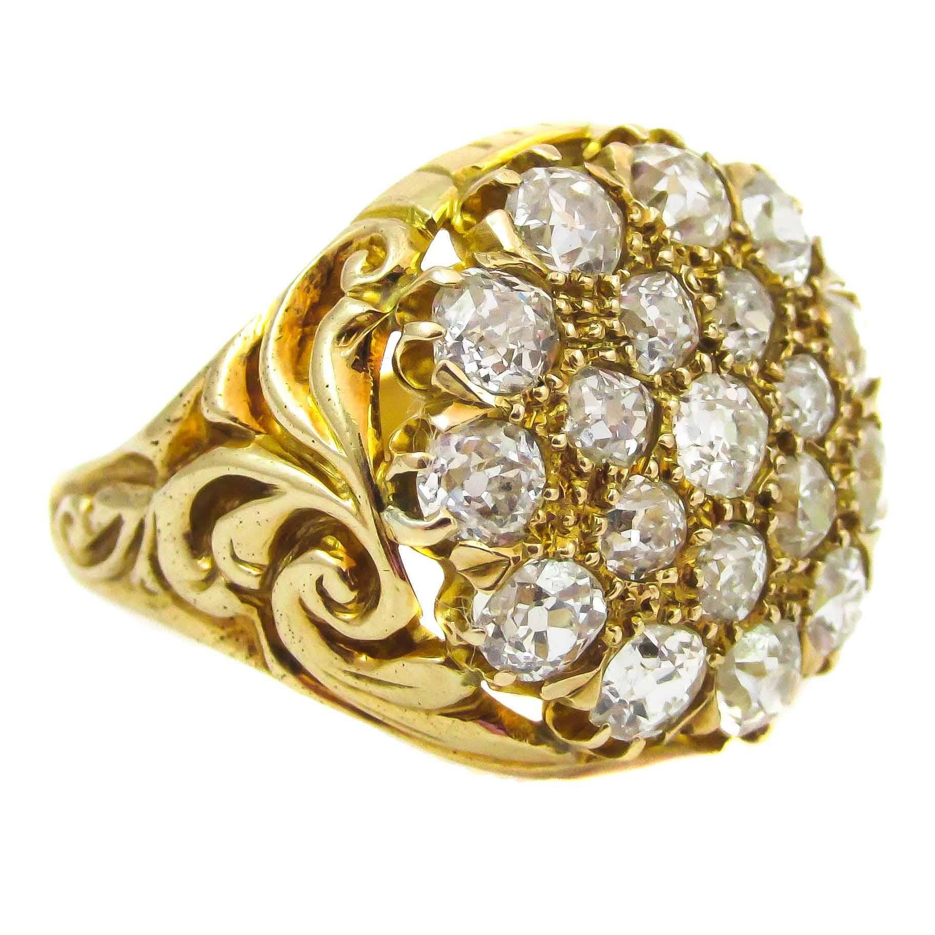Victorian Diamond Gold Princess Ring